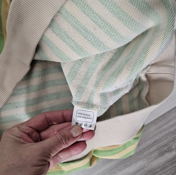 UEU Green and Yellow Striped Crewneck Sweater Sz S - Picture 7 of 7